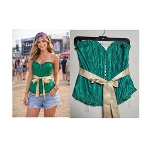 Victoria's Secret Corset Sexy Little Things Green Women M Y2k Strapless Festival